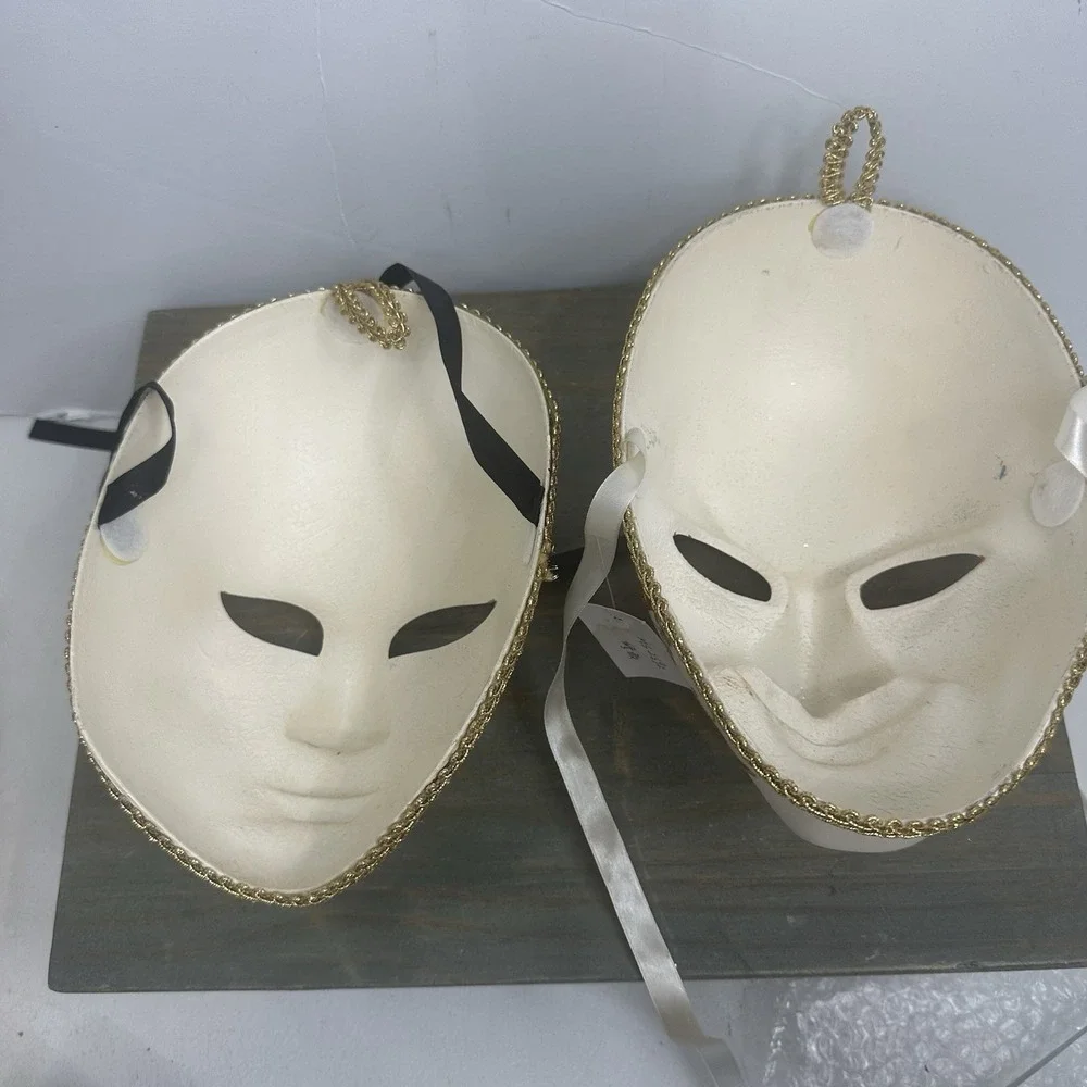 Lot Of 2 Venetian Mardi Gras Mask MASQUERADE CARNIVAL PARTY Floral Hand Painted